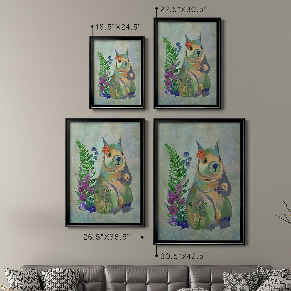 Fantastic Florals Squirrel - Modern Framed Canvas Print