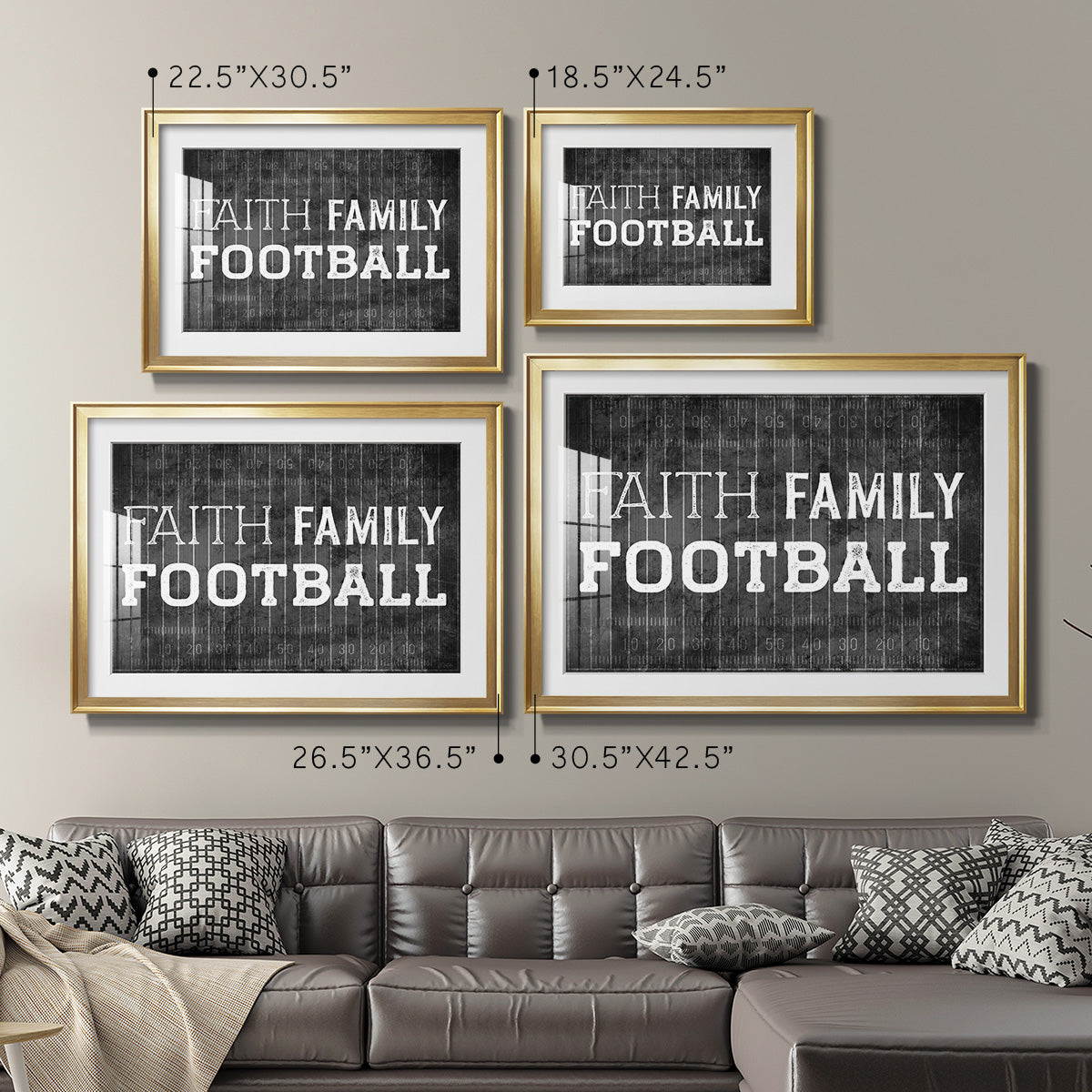Faith Family Football - Modern Framed Art Print