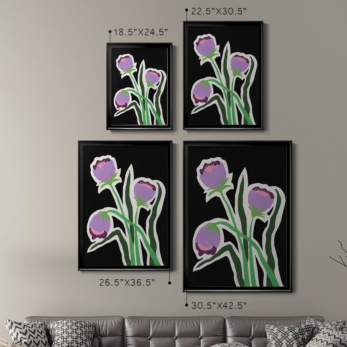 Pop Flowers II - Modern Framed Canvas Print