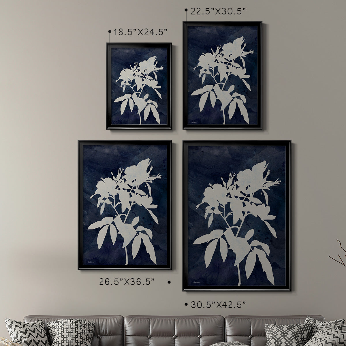 Indigo Botanical I Revisited - Modern Framed Canvas Print
