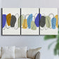 Three-panel canvas wall art featuring minimalist geometric abstract spacing, displayed in a living room above a sofa.