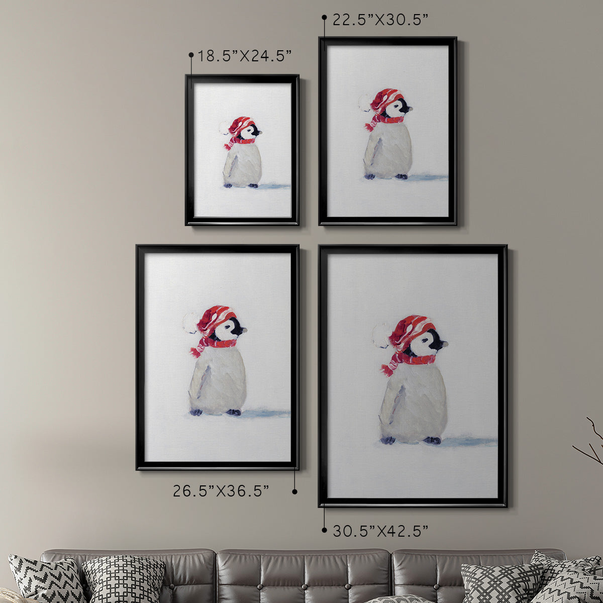 Penguin Play I - Modern Framed Canvas Print