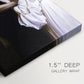Close-up of a gallery-wrapped canvas corner showing a dramatic encounter with elegant classical styling, highlighting texture and print detail.