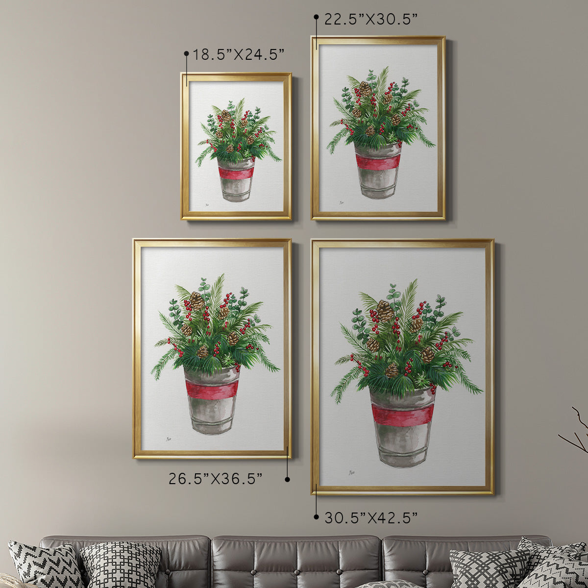 Winter Greens - Modern Framed Canvas Print