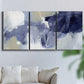 Three-panel canvas wall art featuring abstract sky break composition, displayed in a living room above a sofa.