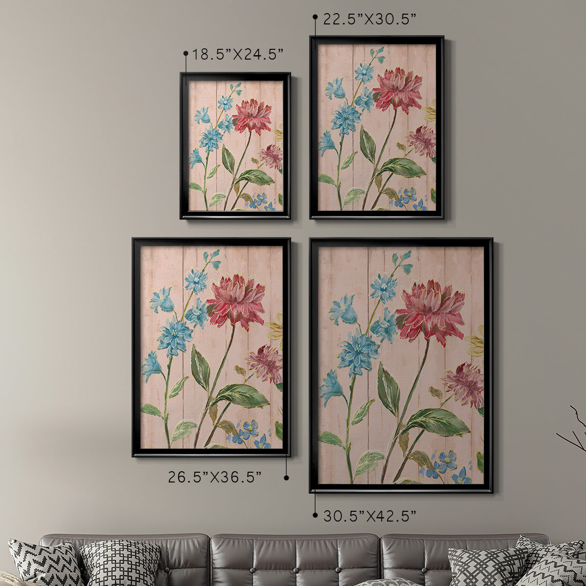 Wildflower Flutter I - Modern Framed Canvas Print