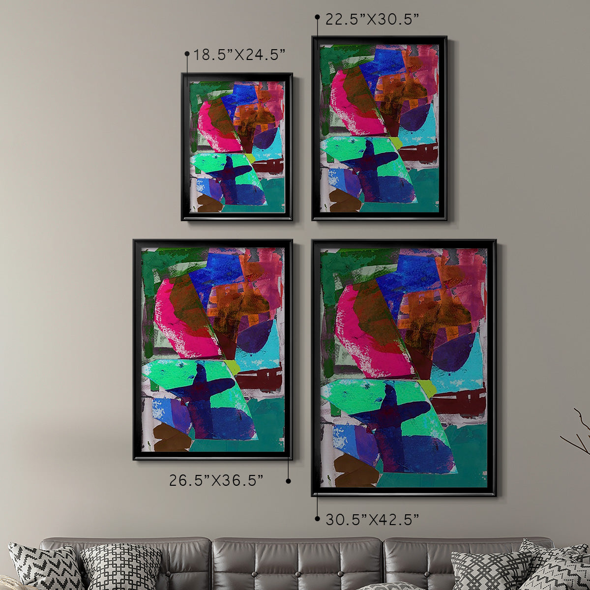 Brights Strokes III - Modern Framed Canvas Print