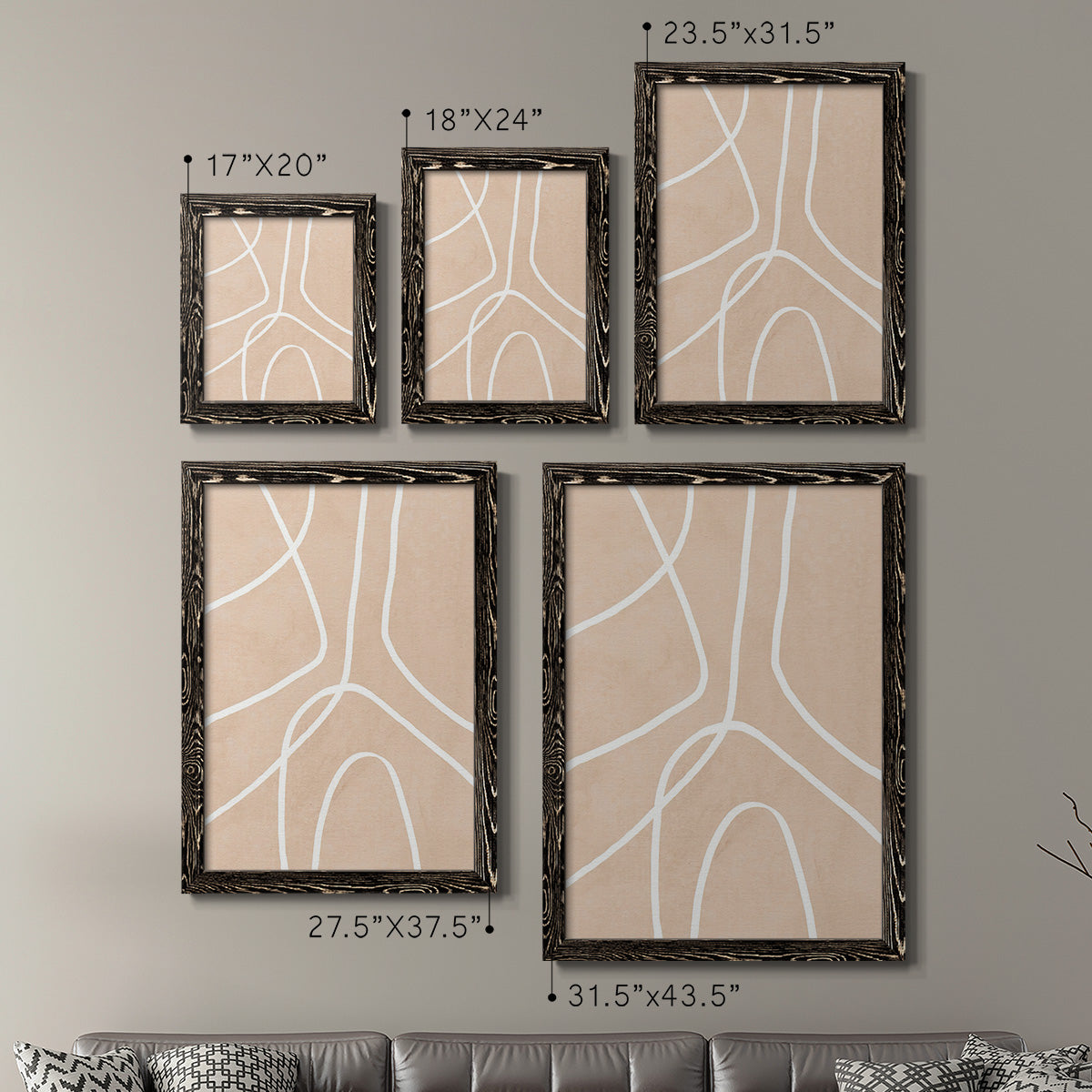 Clean Contour III - Barnwood Framed Canvas Set