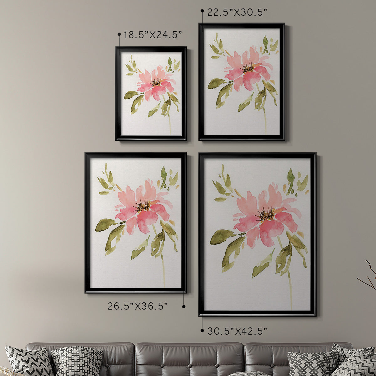 One Pink Bloom II - Modern Framed Canvas Print