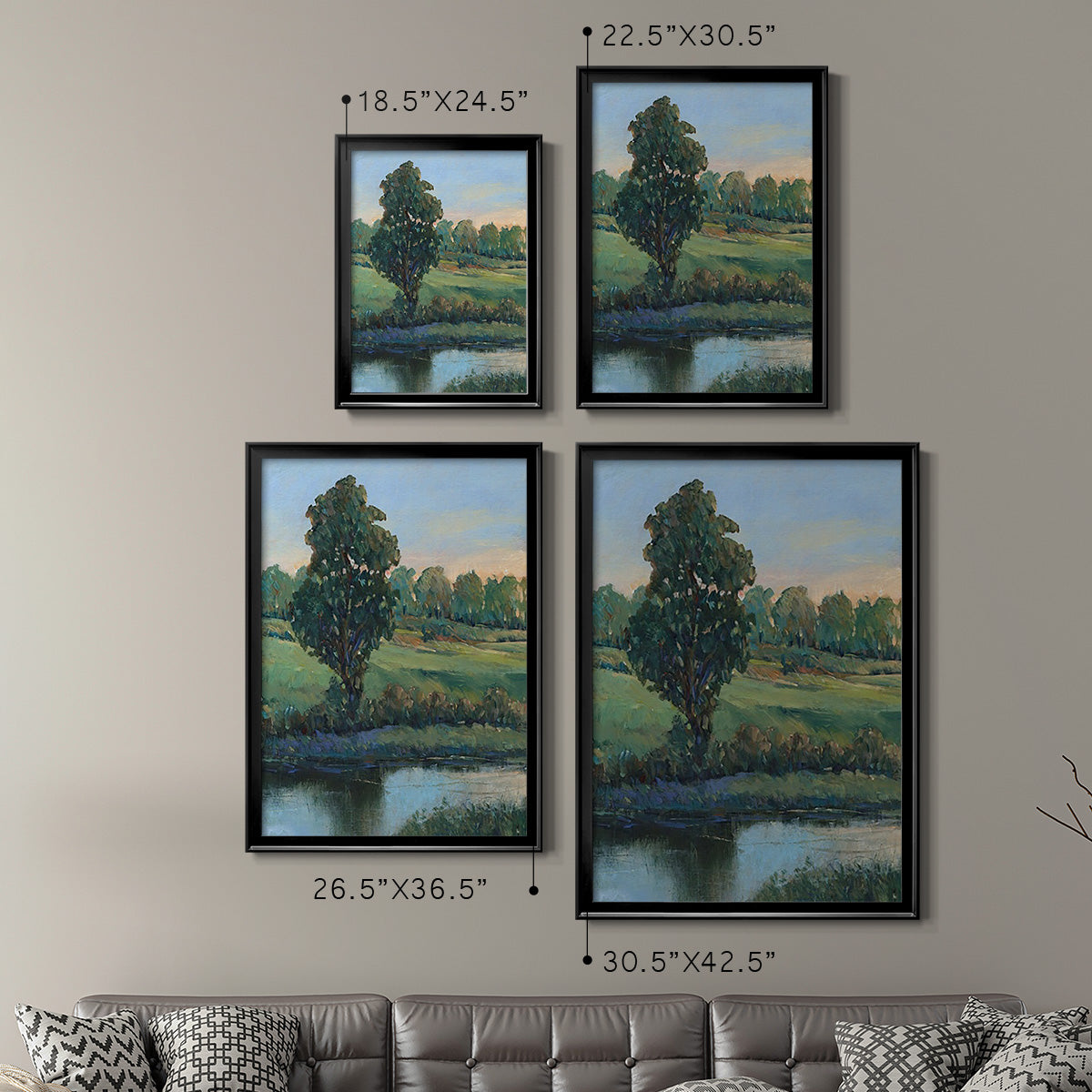 Tree by the Riverbank II - Modern Framed Canvas Print