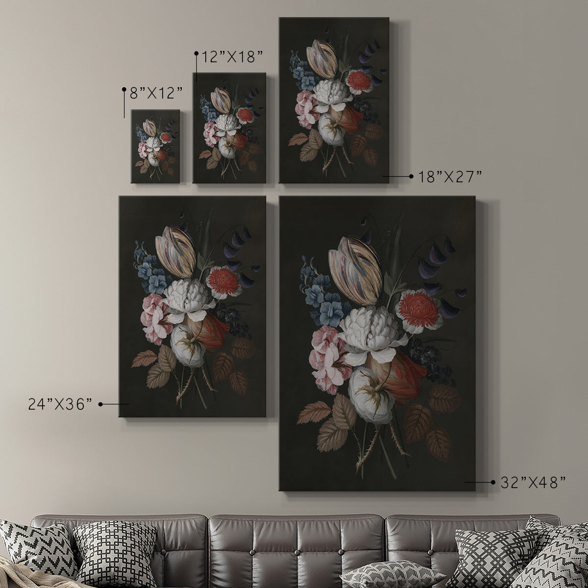 Dramatic Bouquet I Premium Gallery Wrapped Canvas - Ready to Hang