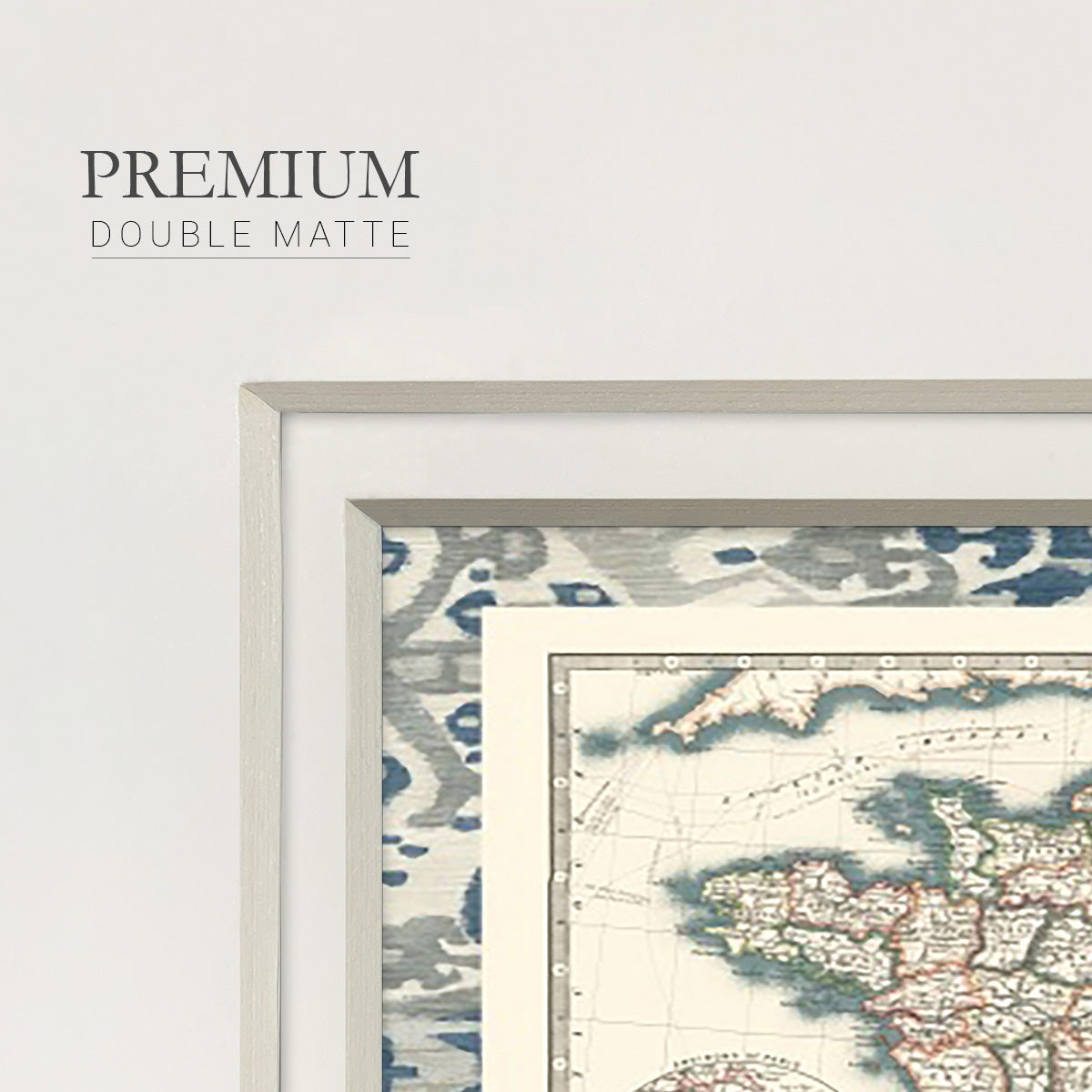 Bordered Map of France Premium Framed Print Double Matboard