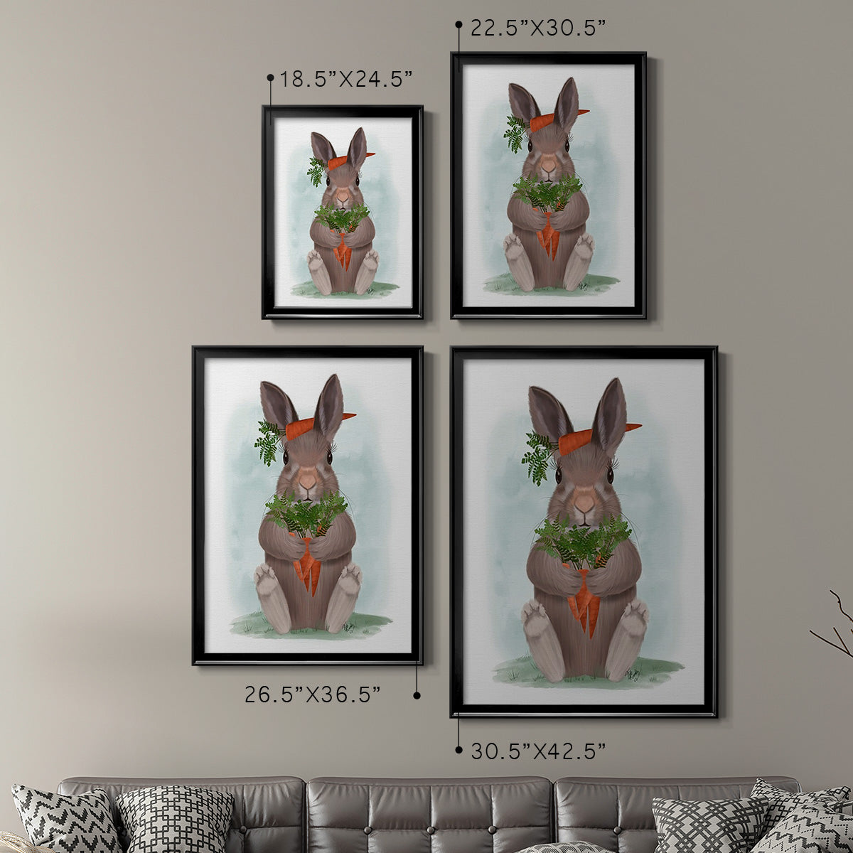 Rabbit Carrot Hug - Modern Framed Canvas Print