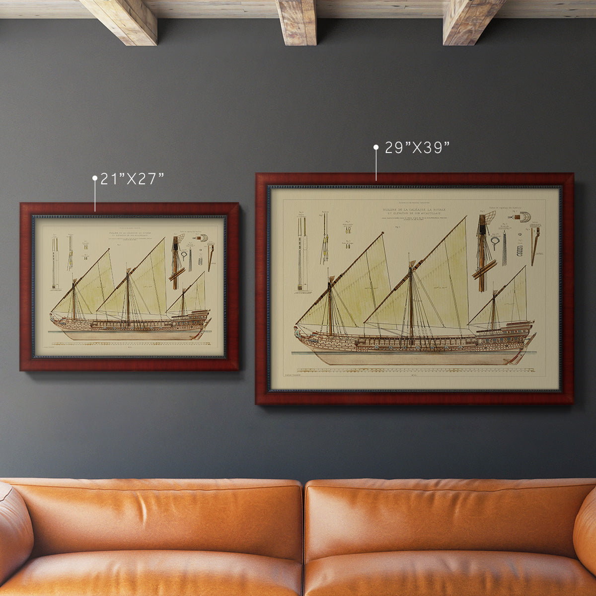 Antique Ship Plan VI Premium Framed Canvas- Ready to Hang