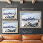 Impressionist alpine mountain landscape by John Singer Sargent in an ornate champagne frame shown in multiple size options.