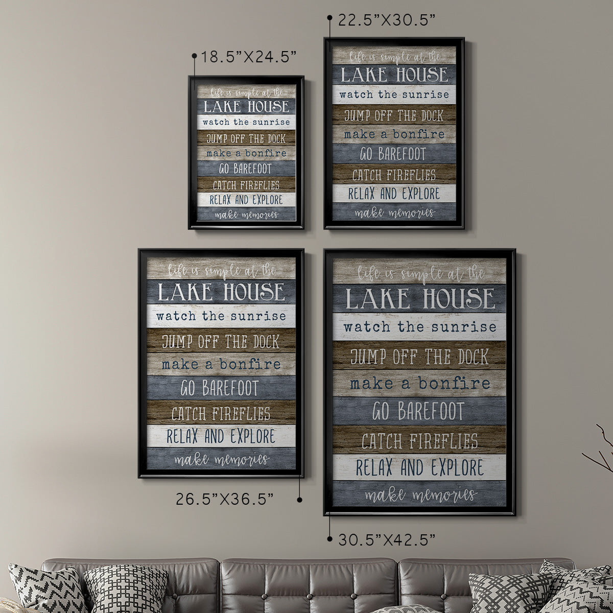 Simple Lake Rules - Modern Framed Canvas Print
