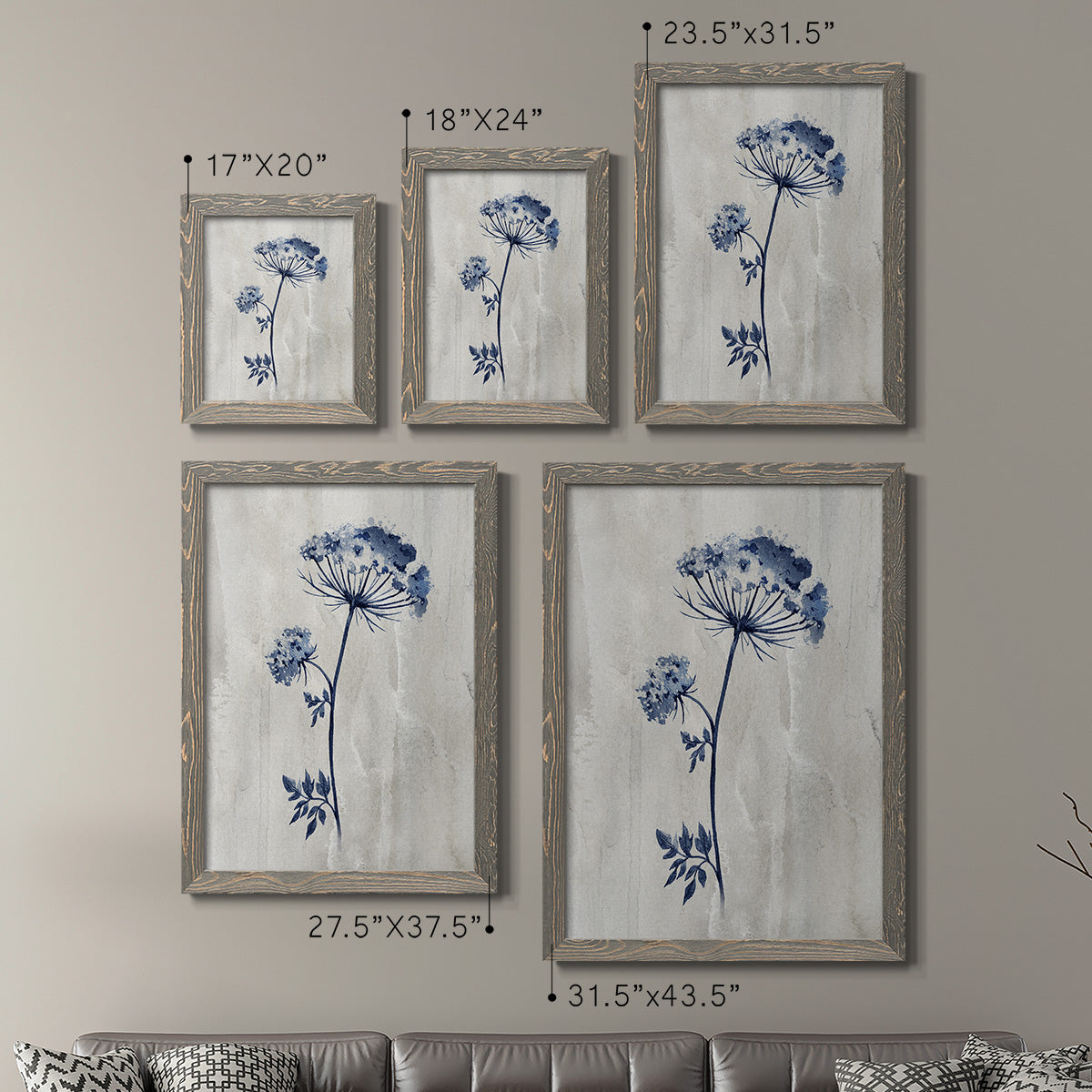 Indigo Botanical I - Premium Framed Canvas 2 Piece Set - Ready to Hang