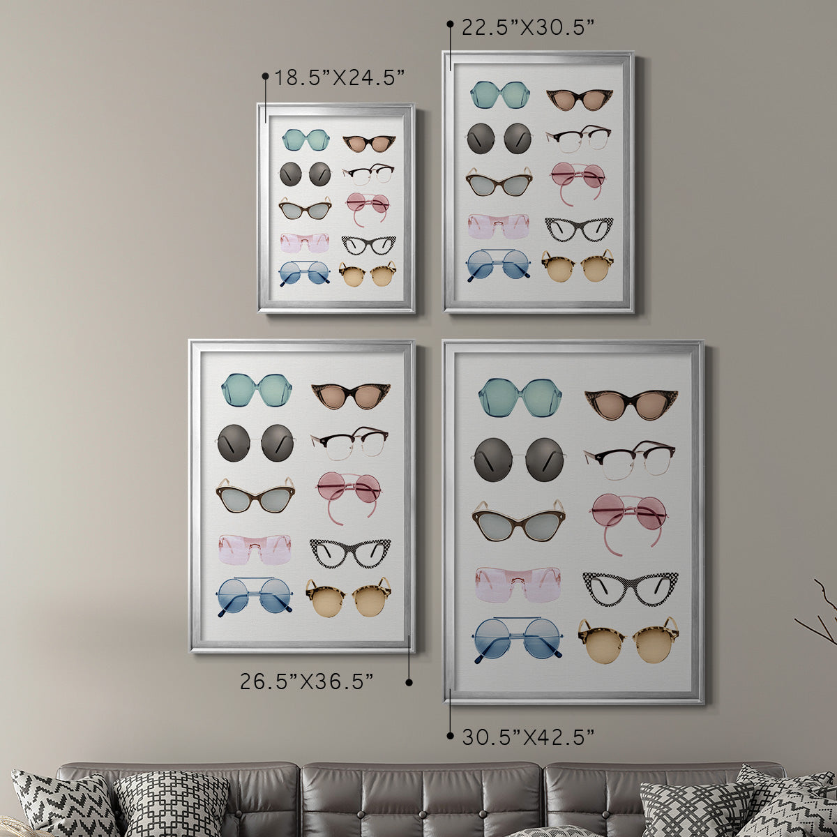 Vintage Glasses II - Modern Framed Canvas Print