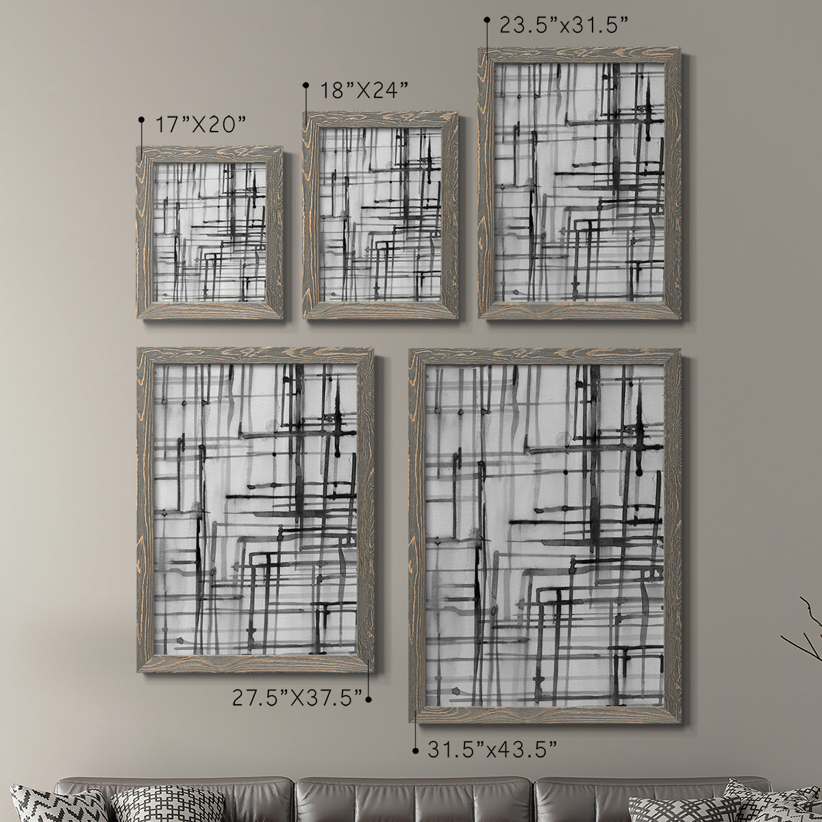 Line Meditation I - Premium Framed Canvas 2 Piece Set - Ready to Hang