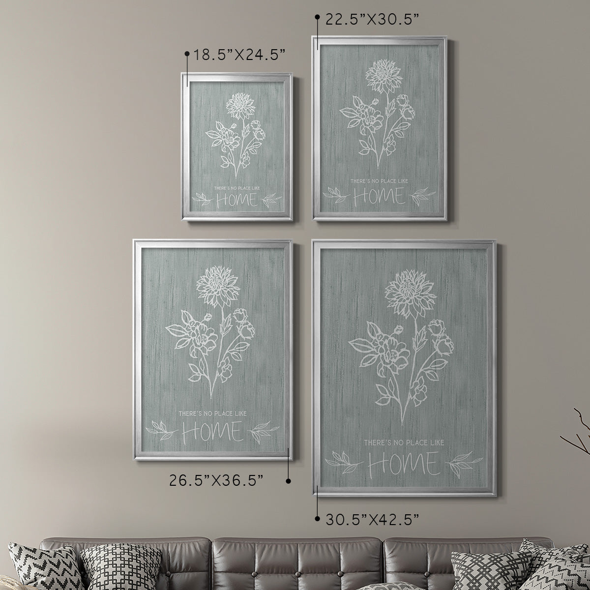 No Place Like Home Sketch - Modern Framed Canvas Print
