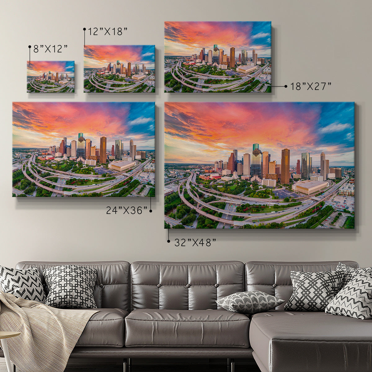 Houston, Texas, USA Skyline at Sunset - Canvas Art Print