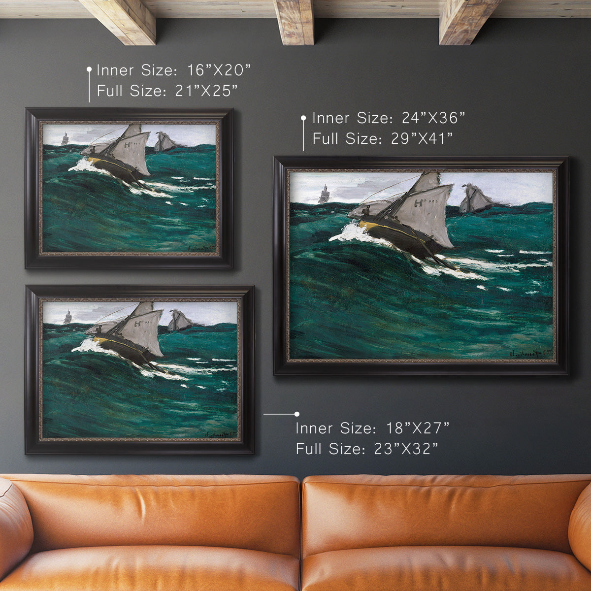 The Green Wave - Ornate Framed Canvas Print