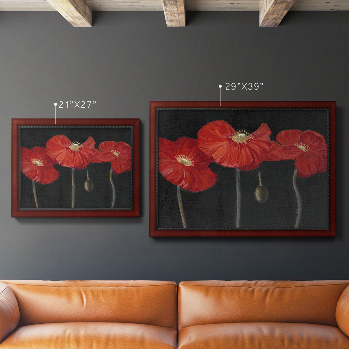 Poppy Trio I Premium Framed Canvas- Ready to Hang