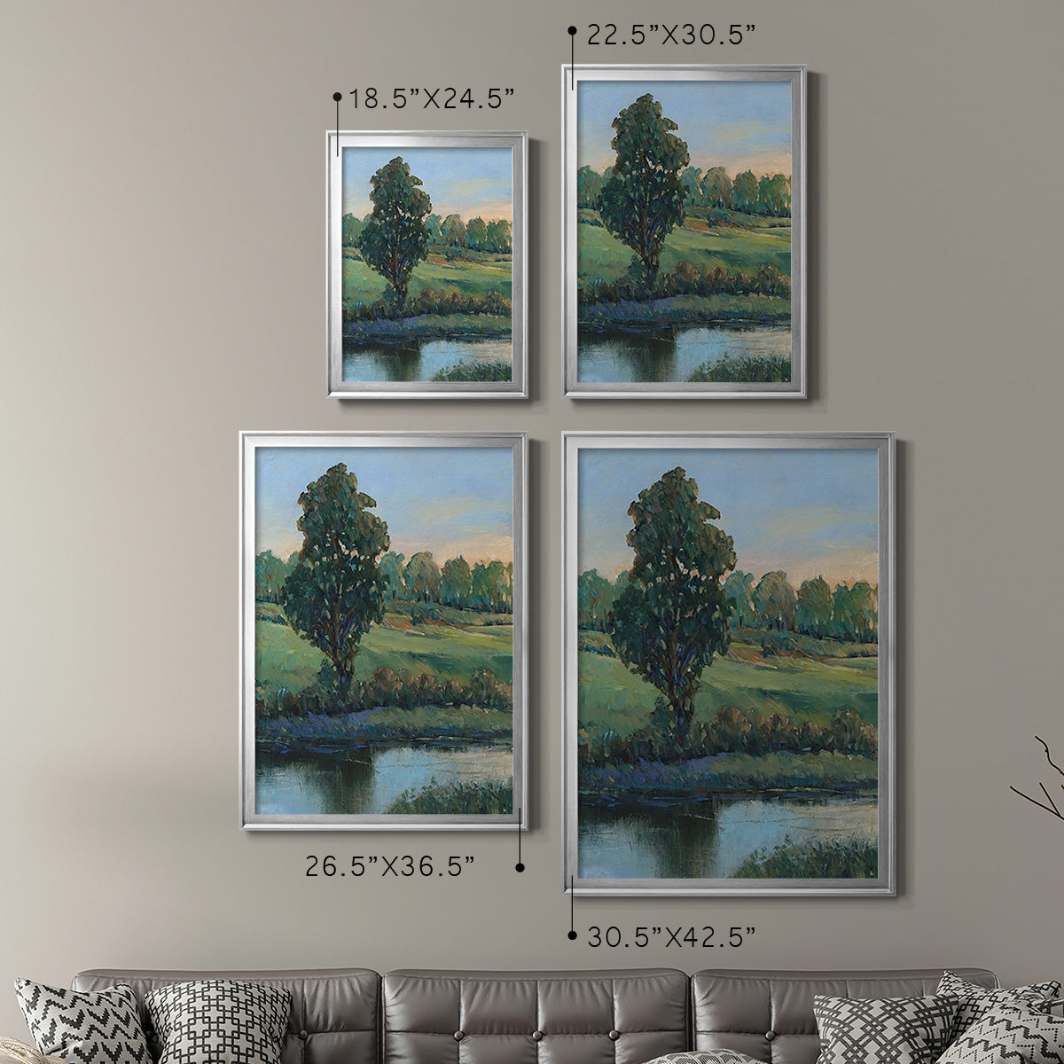 Tree by the Riverbank II - Modern Framed Canvas Print