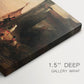 Canvas art print of a family gathered near boats and water, highlighting texture and gallery-wrapped edges