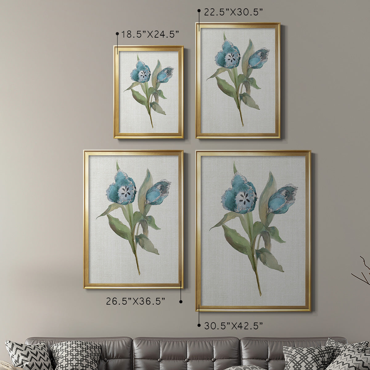 Blue Tulip Picks I - Modern Framed Canvas Print