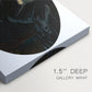 Close-up of a gallery-wrapped canvas corner showing a composed figure with elegant simplicity, highlighting texture and print detail.