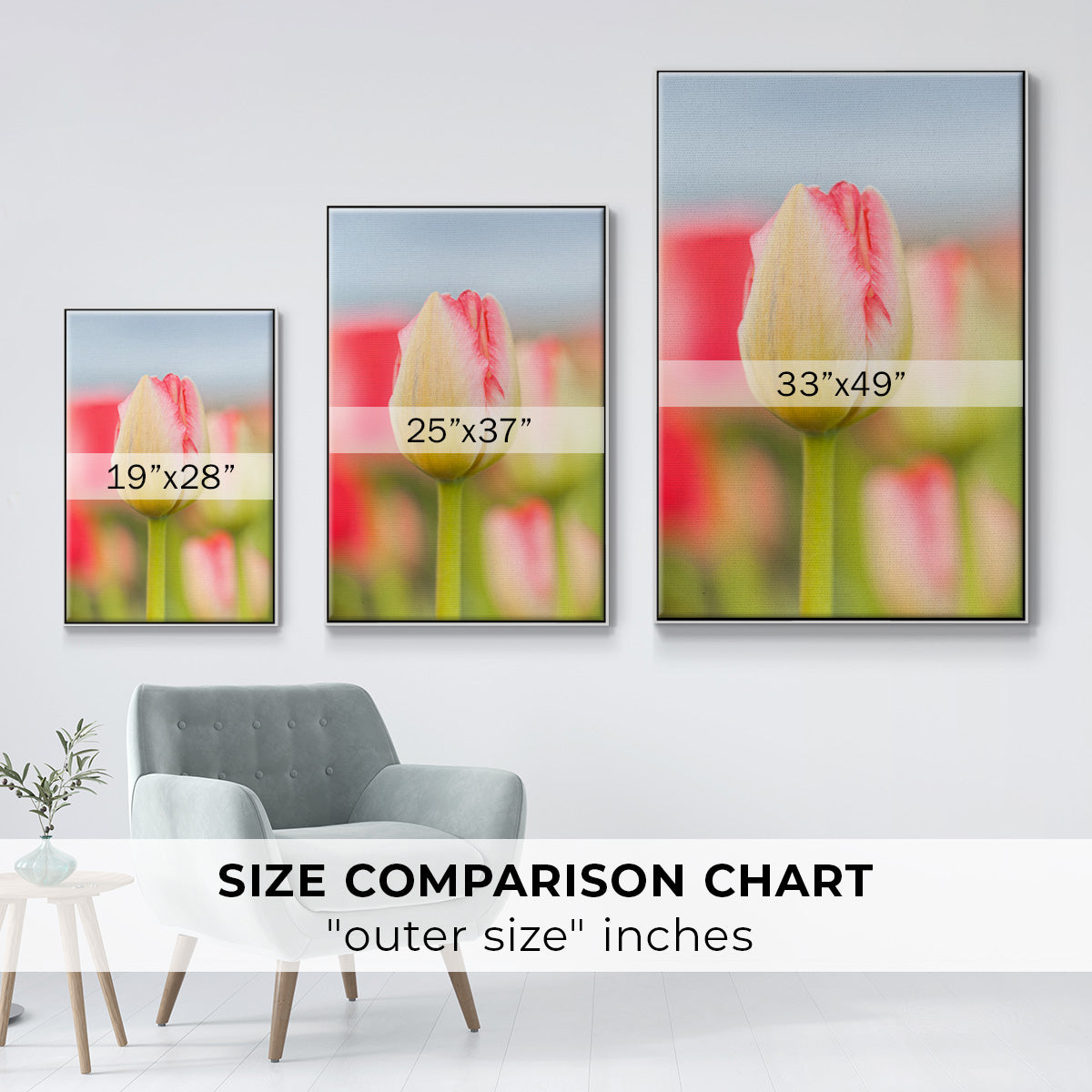 Twotone Tulip - Framed Premium Gallery Wrapped Canvas L Frame - Ready to Hang