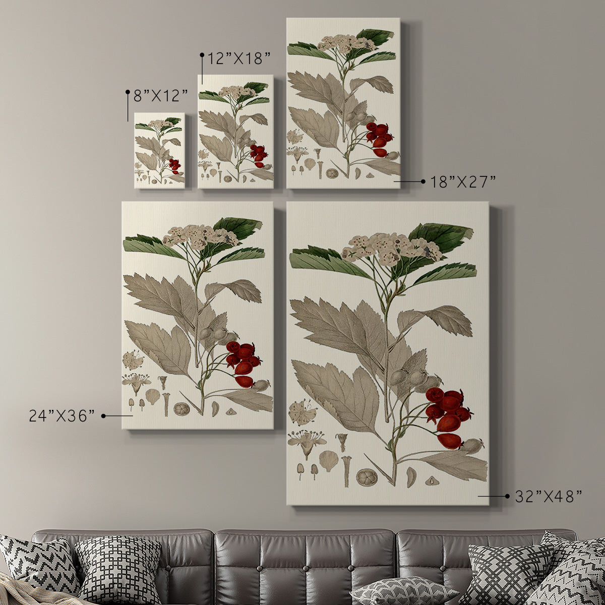 Leaves & Berries I - Canvas Art Print