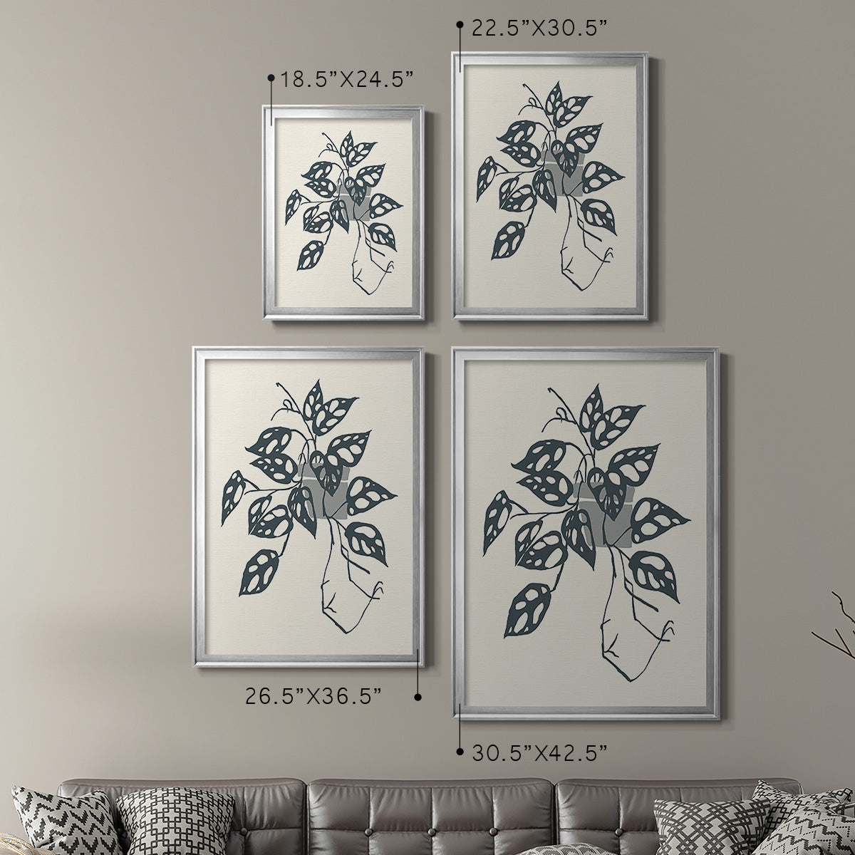 Growing Leaves III - Modern Framed Canvas Print