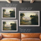 Romantic autumn landscape along the Hudson River by Thomas Doughty in an ornate weathered white frame shown in multiple size options.