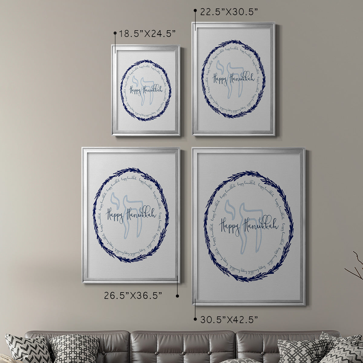 Hanukkah Go Round - Modern Framed Canvas Print