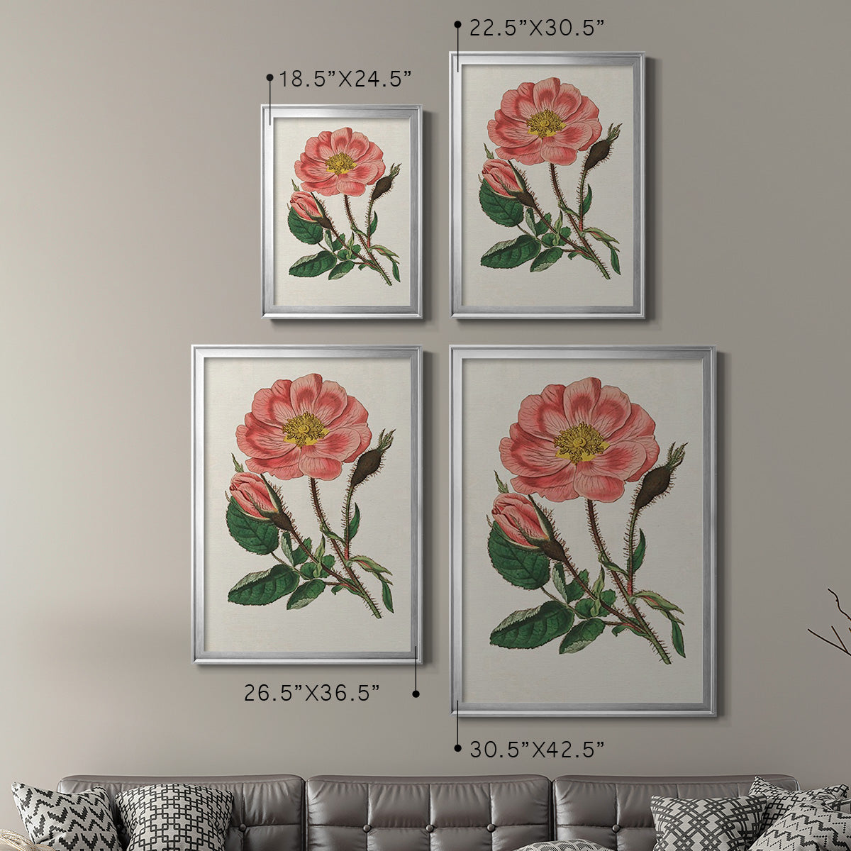 Pink Floral Mix IX - Modern Framed Canvas Print