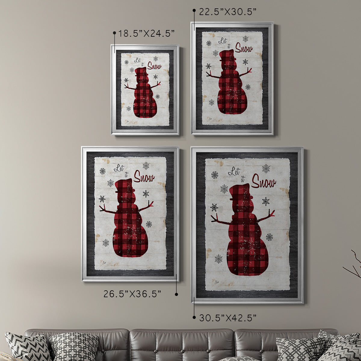 Checkered Snowman I - Modern Framed Canvas Print