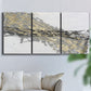 Three-panel canvas wall art featuring light modern abstract wind patterns, displayed in a living room above a sofa.
