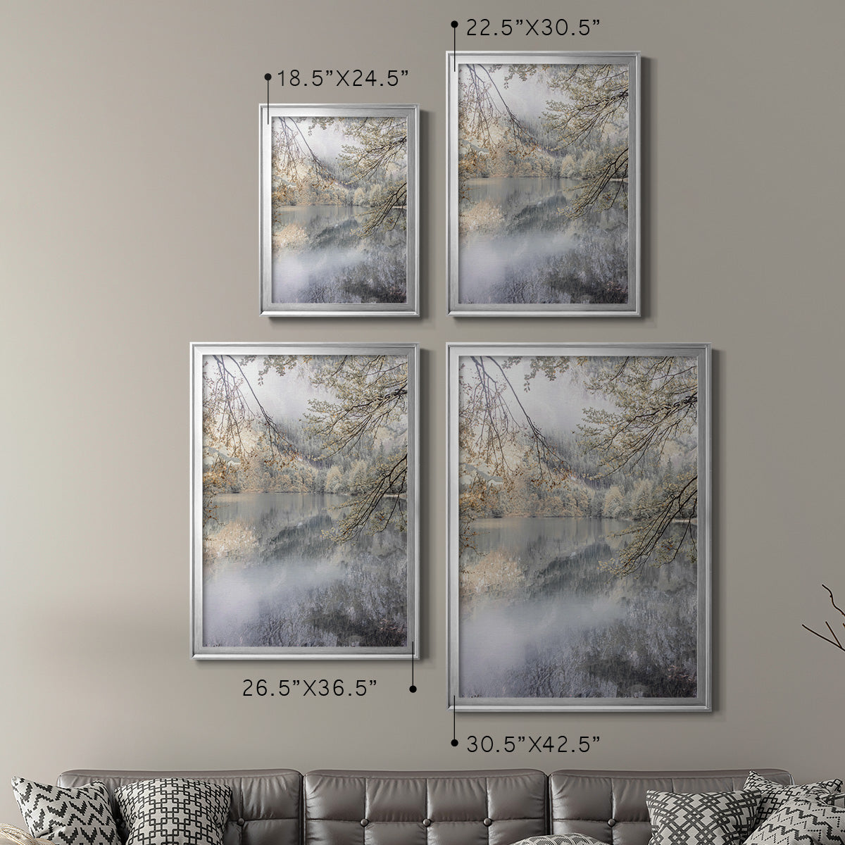 Misty Lake - Modern Framed Canvas Print