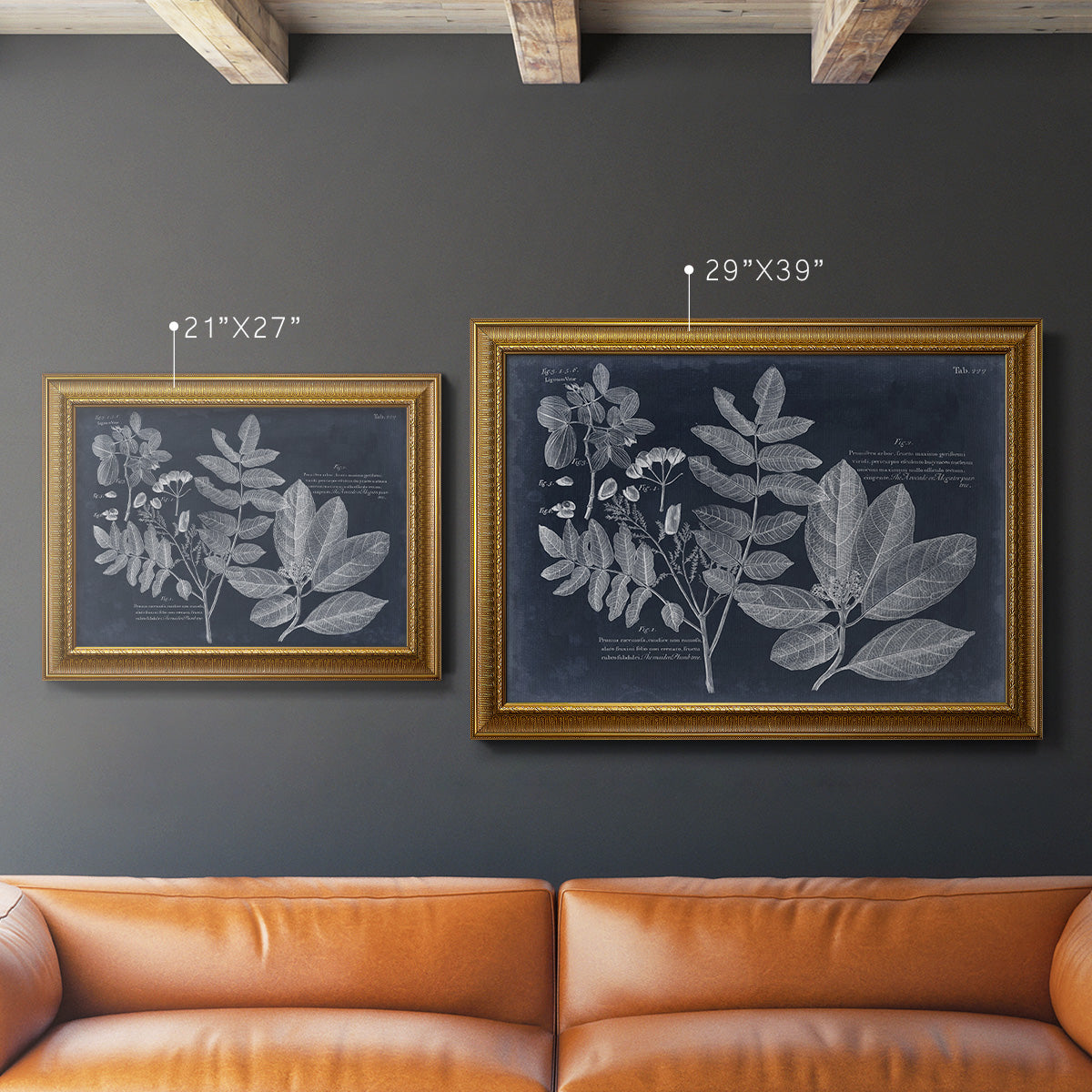 Foliage on Navy V Premium Framed Canvas- Ready to Hang