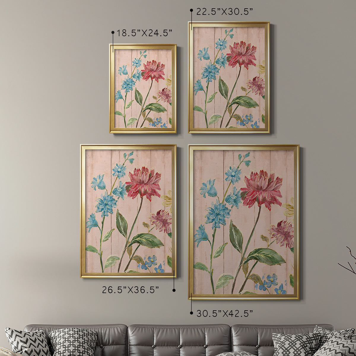 Wildflower Flutter I - Modern Framed Canvas Print