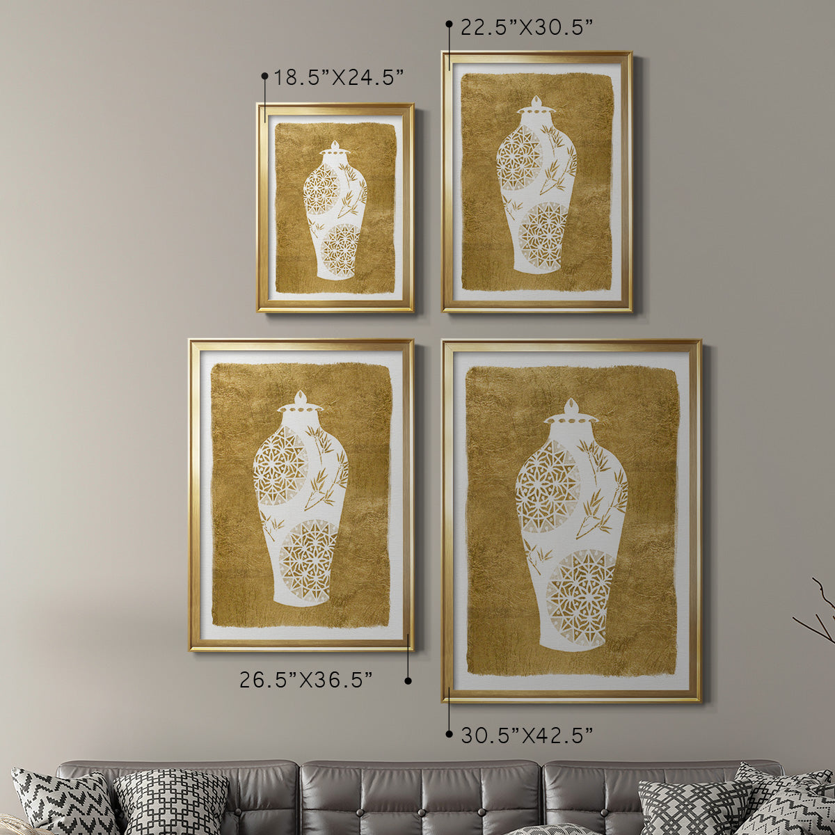 Golden Urn II - Modern Framed Canvas Print