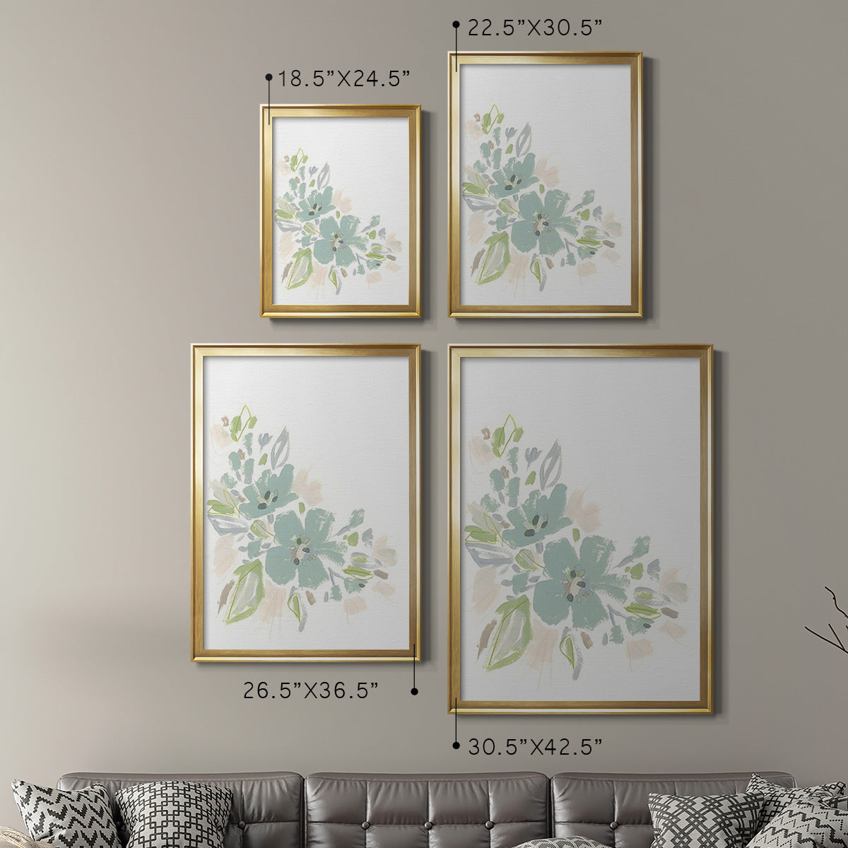 Seafoam Petals I - Modern Framed Canvas Print