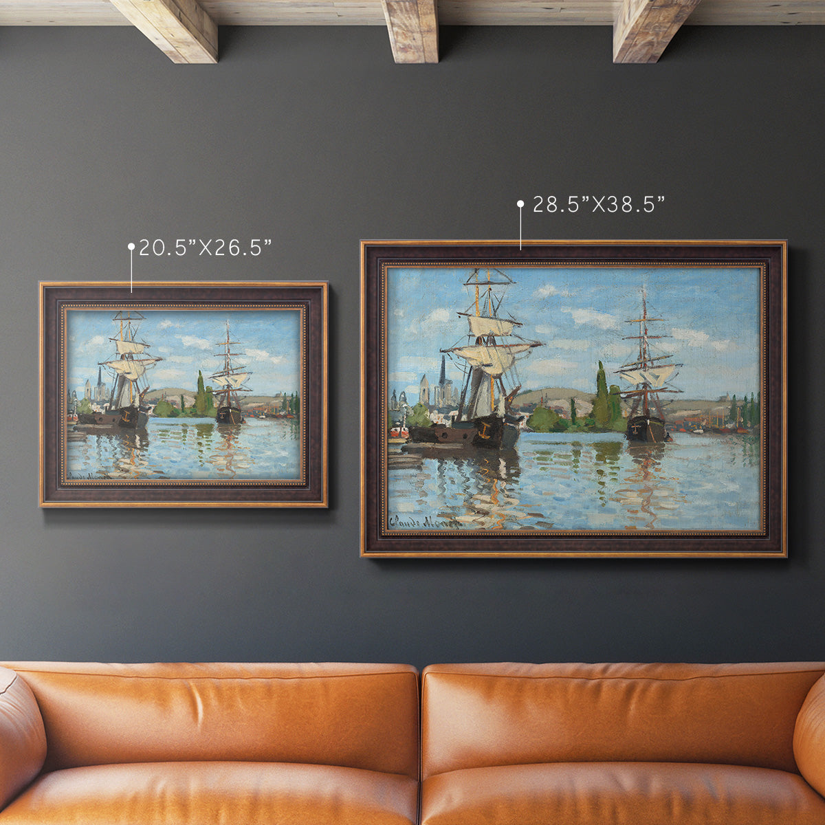 Ships Riding on the Seine - Ornate Framed Canvas Print