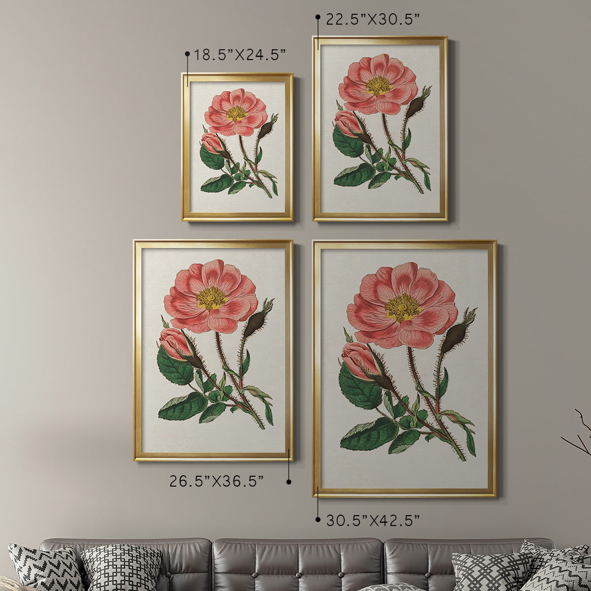 Pink Floral Mix IX - Modern Framed Canvas Print