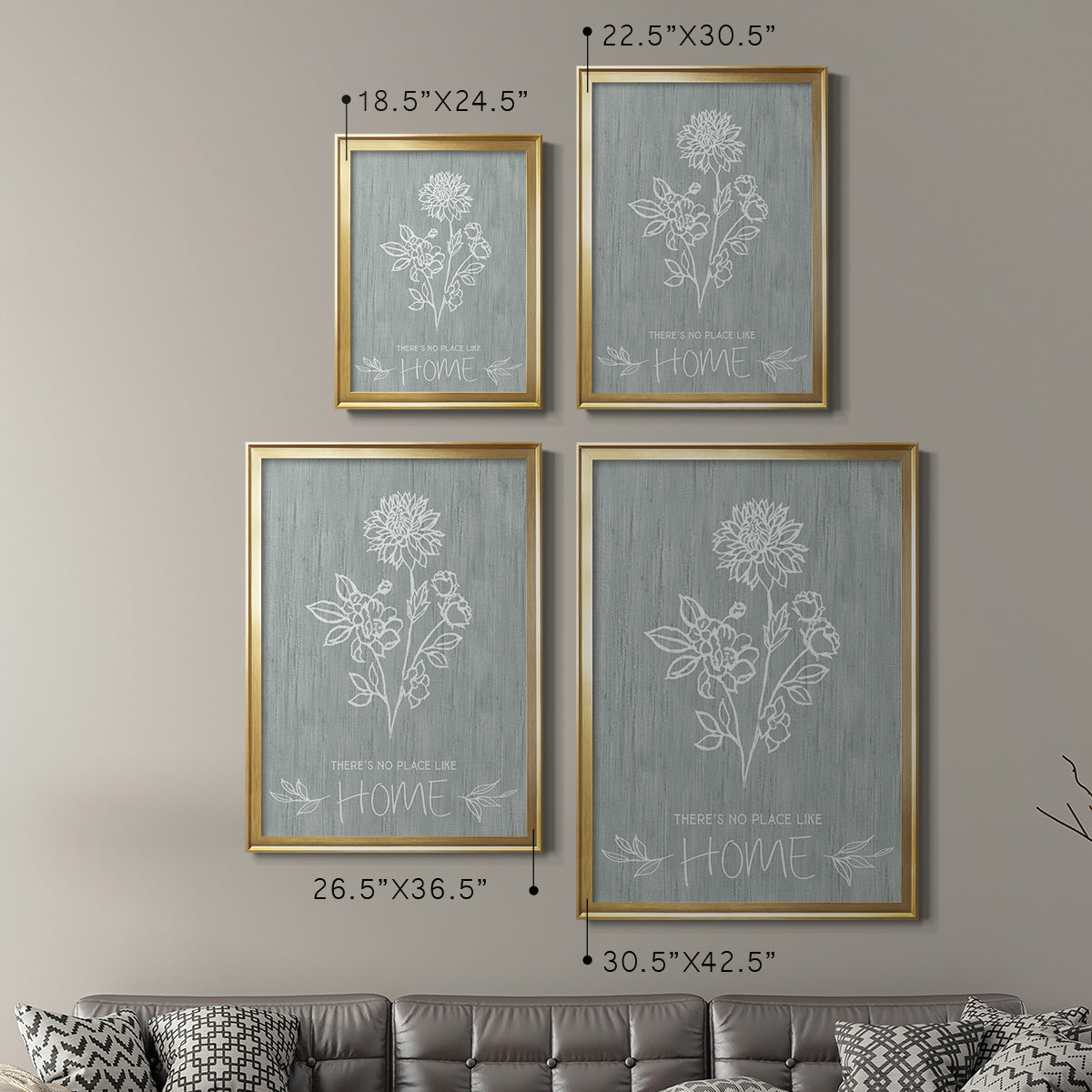 No Place Like Home Sketch - Modern Framed Canvas Print