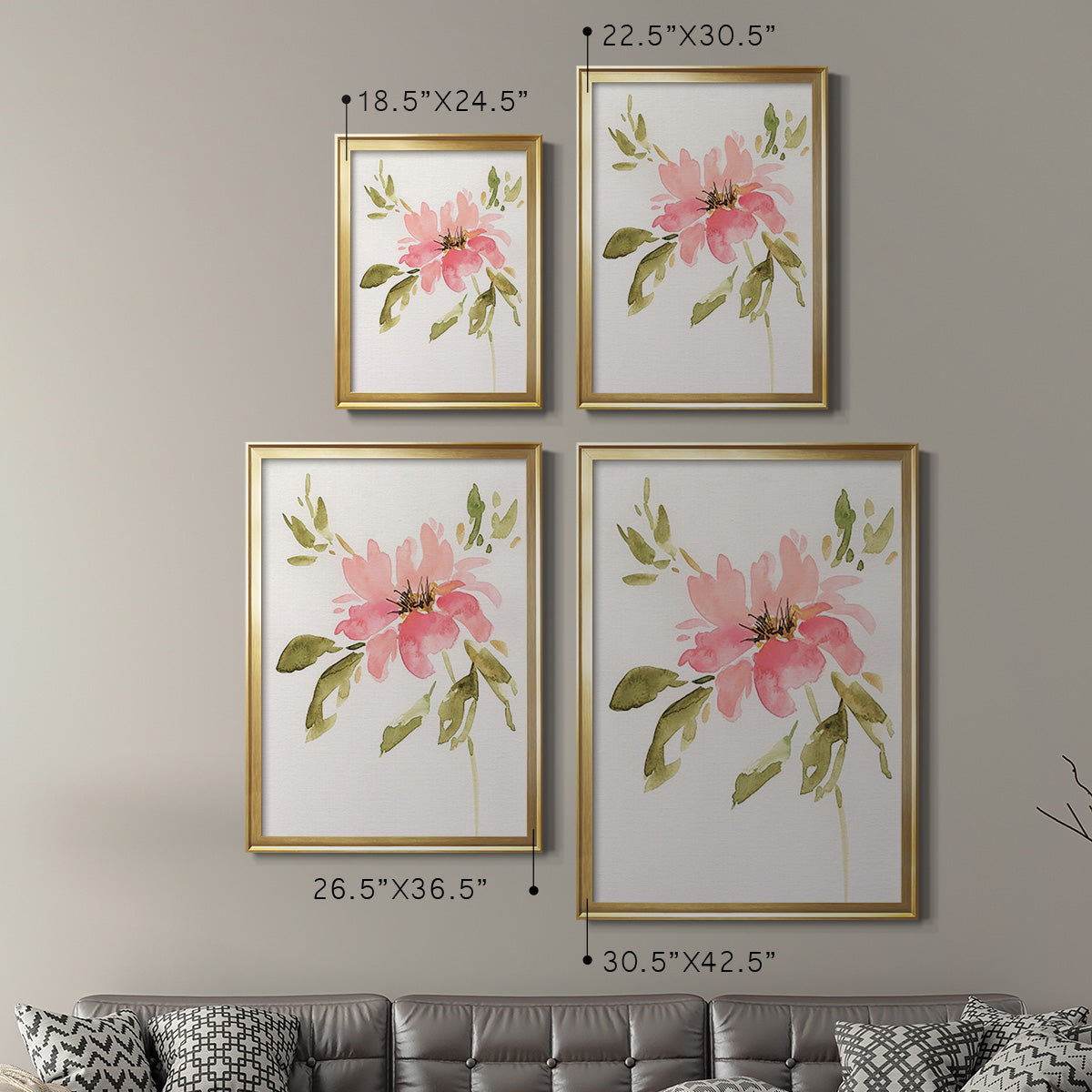 One Pink Bloom II - Modern Framed Canvas Print