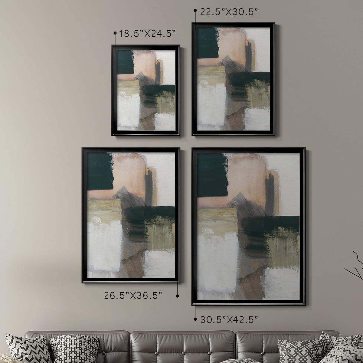 Marble Block Symmetry III - Modern Framed Canvas Print