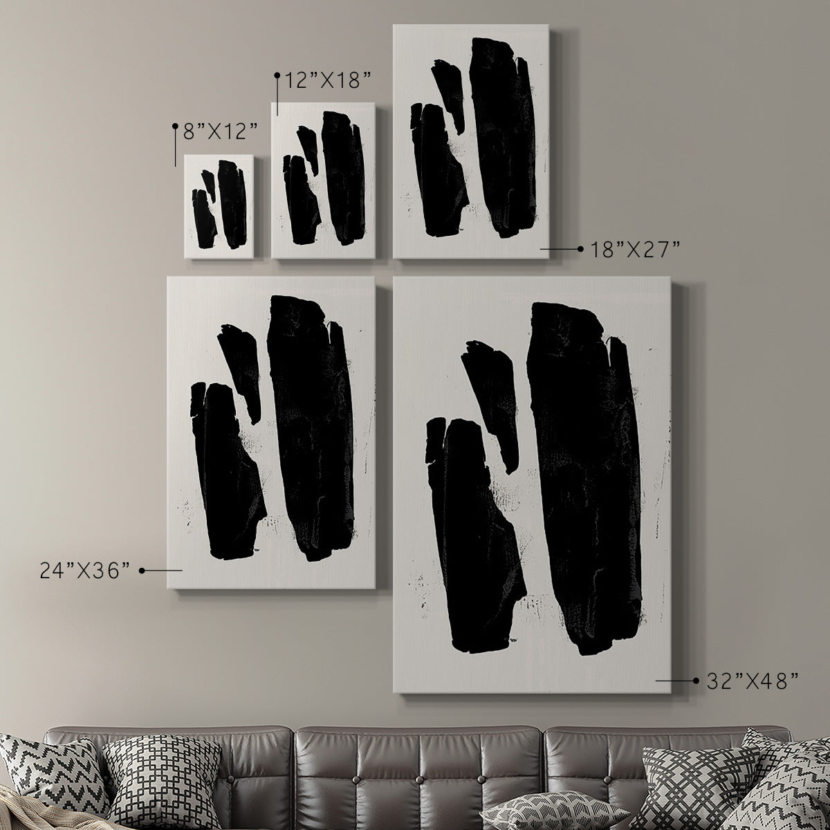 Triple Block Print II Premium Gallery Wrapped Canvas - Ready to Hang